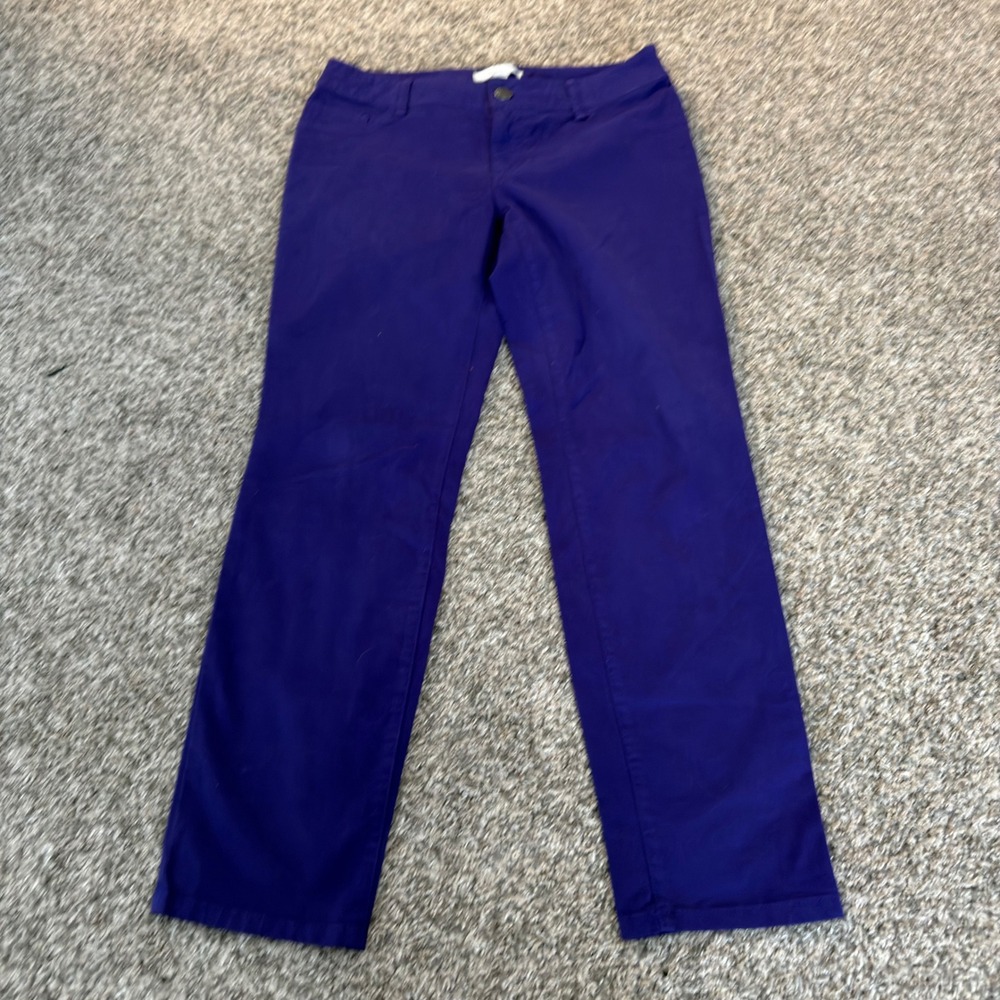 Chicos So Slimming Purple Straight Leg Pants Womens 00 Cotton Stretch Trousers